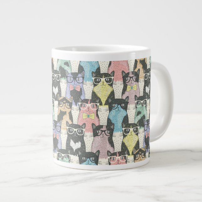 Tasse Géante Motif Hipster Cute Cats (Devant droit)