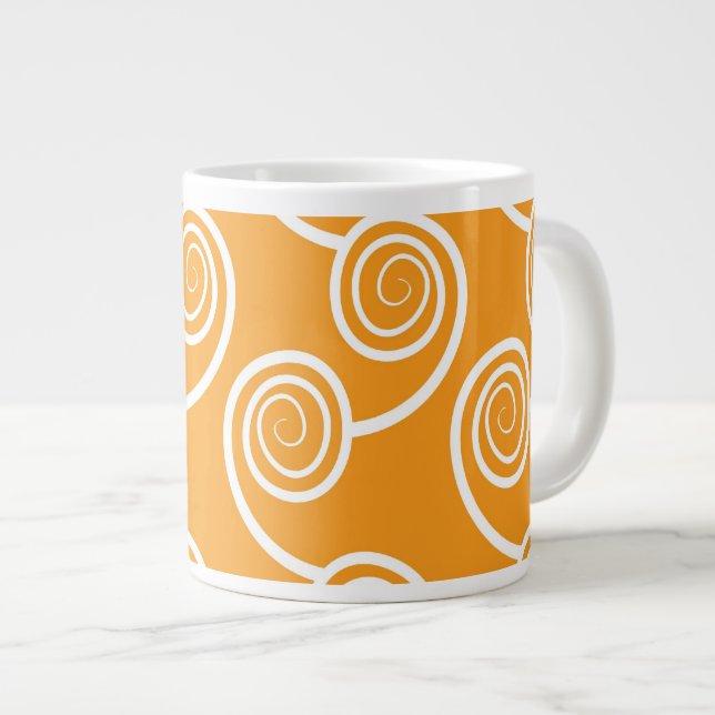 Tasse Géante Motif moderne de la vague blanche orange (Devant droit)