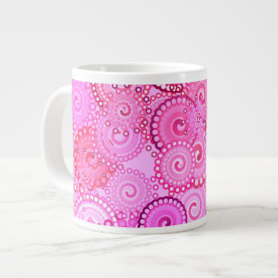 Tasse Géante Motif tourbillon fractal, rose et fuchsia