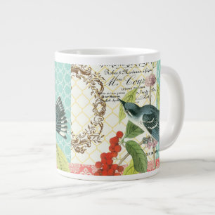 Tasse Géante Musique à café d'oiseaux Vintage