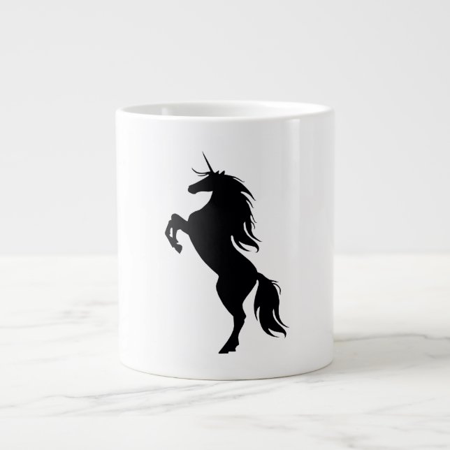 Tasse Géante Musique Silhouette Unicorne Noire (Devant)