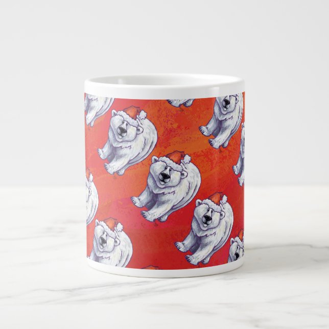 Tasse Géante Noël de l'ours polaire sur le rouge (Devant)
