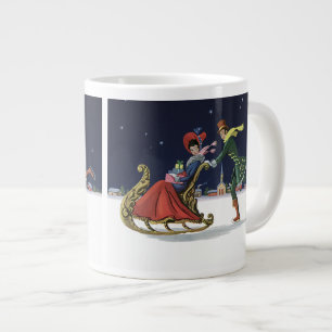 Tasse Géante Noël Vintage, Couple in Love Ice Skate
