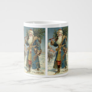 Tasse Géante Noël vintage, Père Noël victorien avec arbre