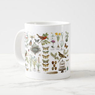Tasse Géante oiseaux et fleurs vintages