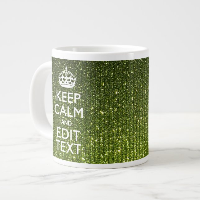 Tasse Géante Olive Green Restez calme Ayez votre texte (Devant gauche)