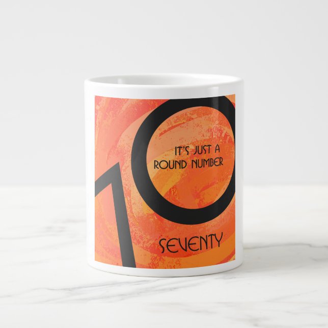 Tasse Géante Orange 70 Anniversaire de la Décennie (Devant)