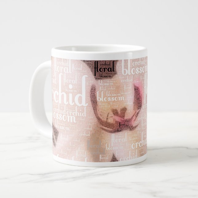 Tasse Géante Orchidée Floral Blossom Word Cloud (Devant gauche)