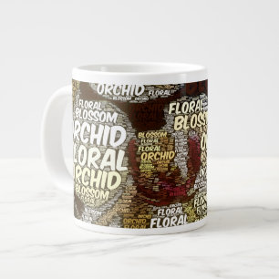 Tasse Géante Orchidée Florale Blossom sur le Nuage de Mot Bourg