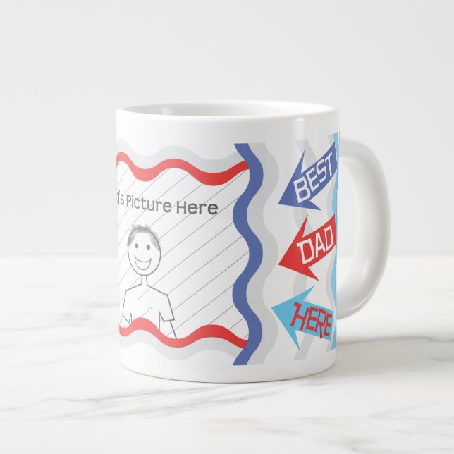 Tasse Géante Papa personnalisé photo meilleur papa ici Jumbo Mu (Devant droit)