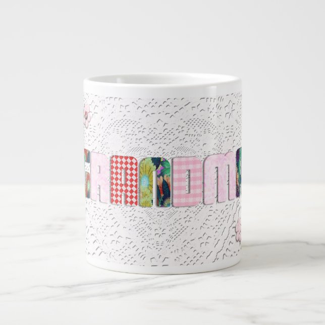 Tasse Géante Patchwork 'Grand-mère' Sur Dentelle (Devant)