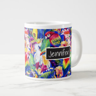 Tasse Géante Perroquets d'aquarelle  Ajouter votre nom