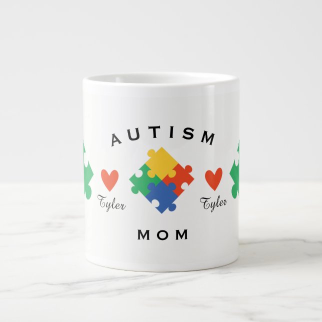 Tasse Géante Personnalisé Autisme Maman (Devant)