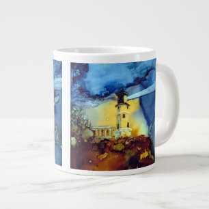 Tasse Géante Phare fendu de roche la nuit