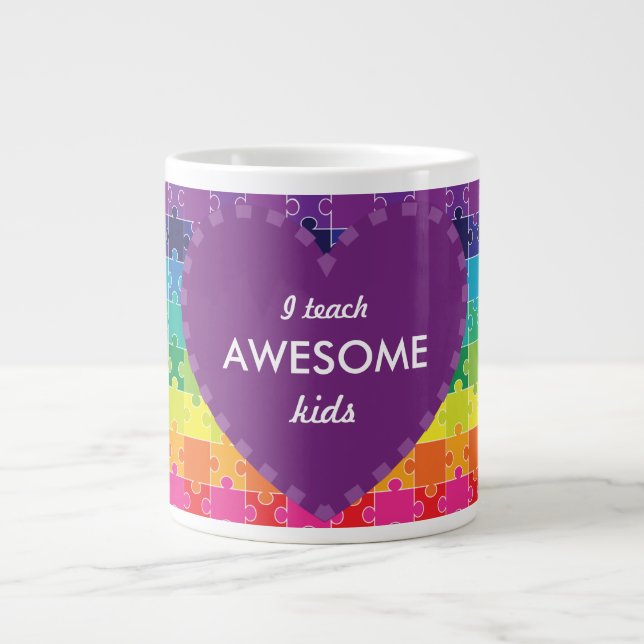 Tasse Géante Pièces de puzzle arc-en-ciel sensibilisation sur l (Devant)