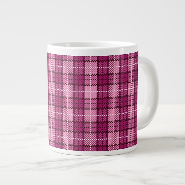 Tasse Géante Pixel Plaid_Magenta-Black (Devant droit)