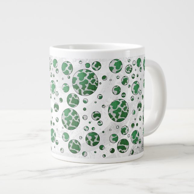 Tasse Géante Polis Dot Vache vert et blanc Impression (Devant droit)