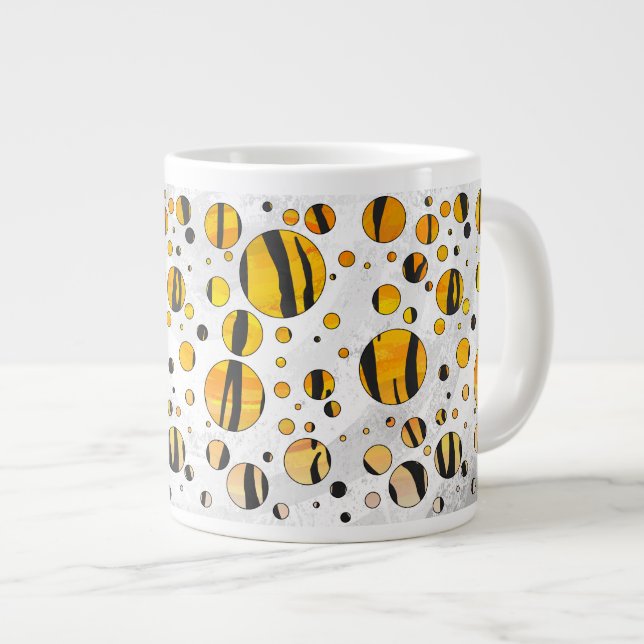 Tasse Géante Polka Dot Tiger noir et orange (Devant droit)
