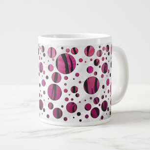 Tasse Géante Polka Dot Tiger rose chaud et noir