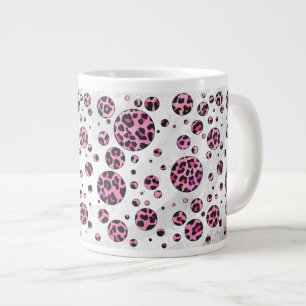 Tasse Géante Polka Leopard Pot noir et rose chaud