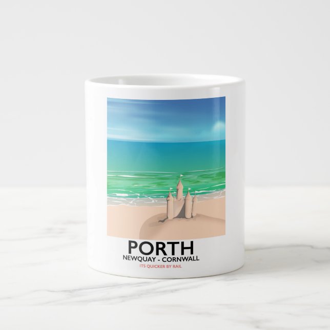 Tasse Géante Porth Newquay Sandcastle imprimé voyage (Devant)