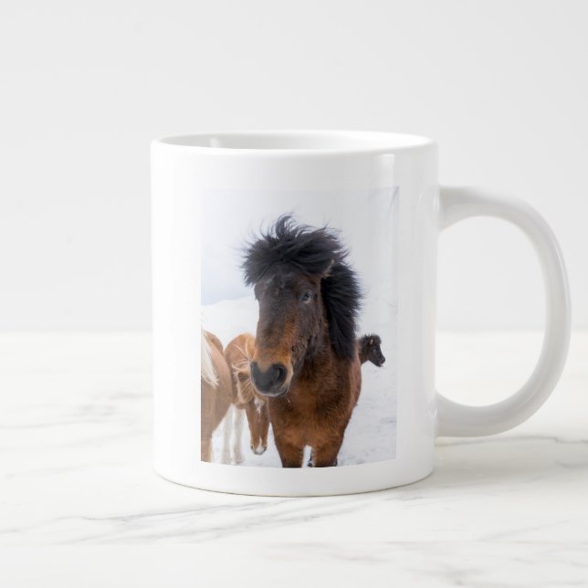Tasse Géante Portrait amusant de cheval islandais (Droite)