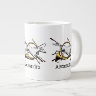 Tasse Géante Préparation Équestre Cheval Sautant à Travers la C