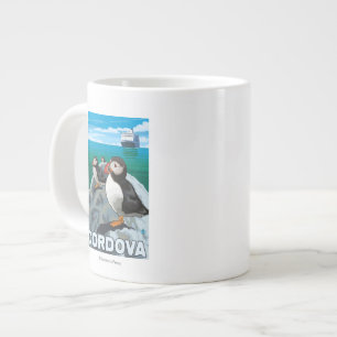 Tasse Géante Puffins et bateau de croisière - Cordova (Alaska)
