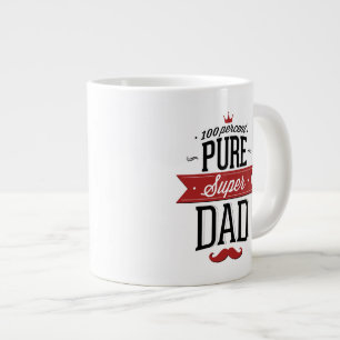 Tasse Géante Pure Super Papa Moustache Rouge et Noir