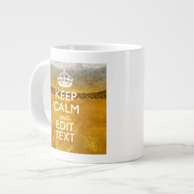 Tasse Géante Restez calme et votre texte pour une grande bière (Devant gauche)