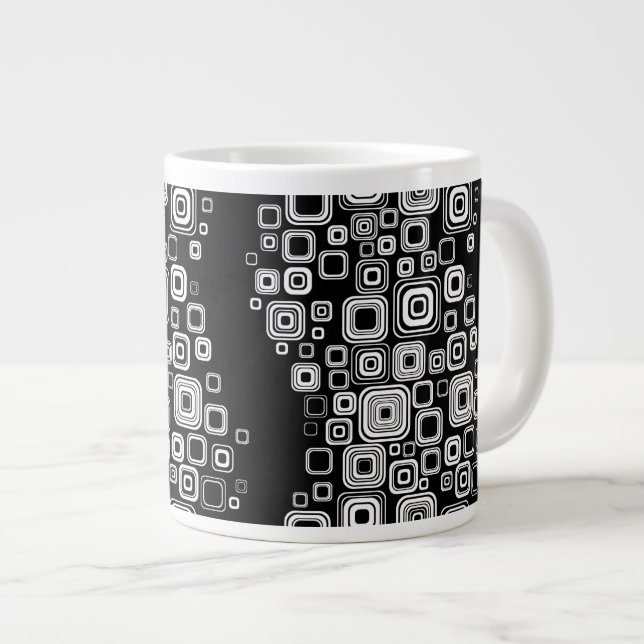 Tasse Géante Rétros carrés noirs et blancs (Devant droit)