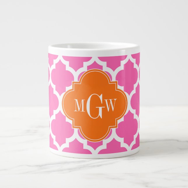 Tasse Géante Rose chaud #2 Marocain #5 Citrouille 3 Monogramme  (Devant)