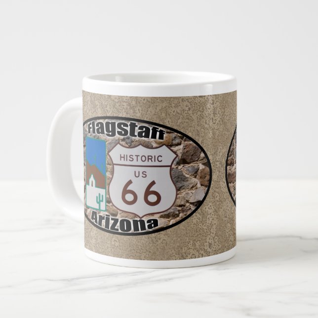 Tasse Géante Route historique 66 ~ Flagstaff, Arizona (Devant gauche)