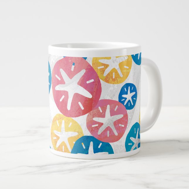 Tasse Géante Sable Dollar Jaune Rouge Bleu Motif (Devant droit)