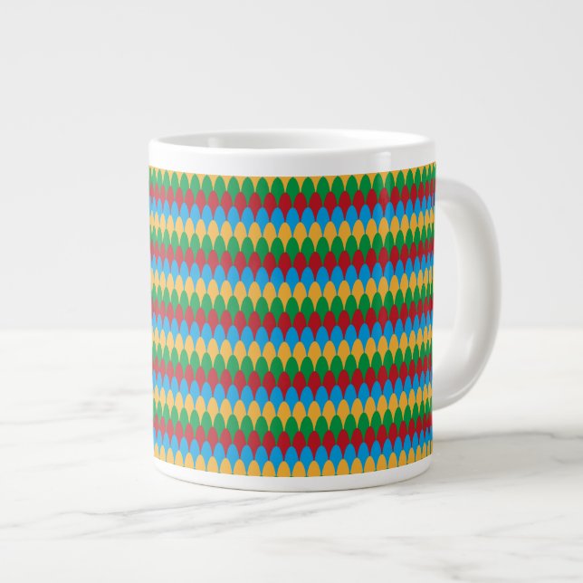 Tasse Géante Saint-Jacques géométriques jaune bleu vert et roug (Devant droit)