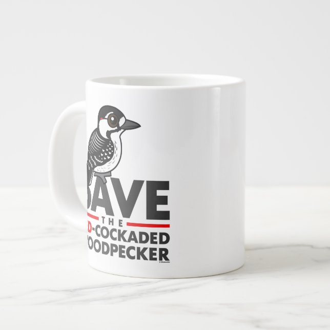 Tasse Géante Sauvez le pivert Rouge-cockaded (Devant gauche)