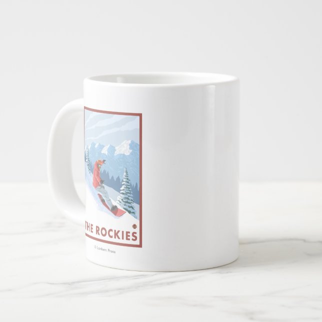 Tasse Géante Scène de Snowboarder - Les Rockies (Devant gauche)
