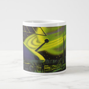 Tasse Géante Science-fiction vintage Neon Green Planet w Rings