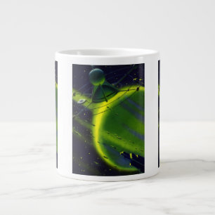 Tasse Géante Science-fiction vintage Planète verte avec vaissea