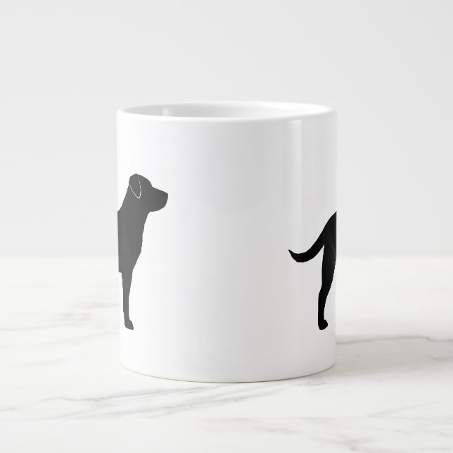 Tasse Géante Silhouettes de chien de trieur noir du Labrador (Devant)