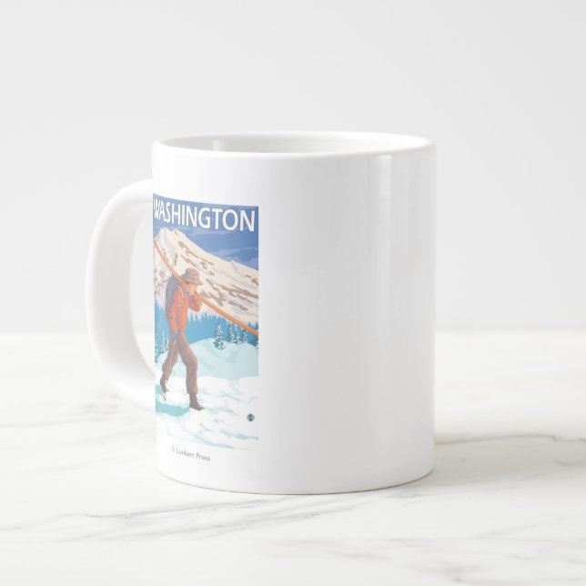 Tasse Géante Skier transportant du ski de neige - Washington (Devant gauche)