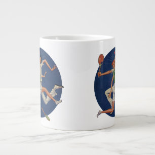 Tasse Géante Sports Vintage, Joueurs de Tennis s'écrasent avec 