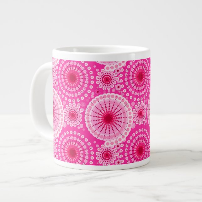 Tasse Géante Starburbs et pinwheel, fuchsia rose & maron (Devant gauche)