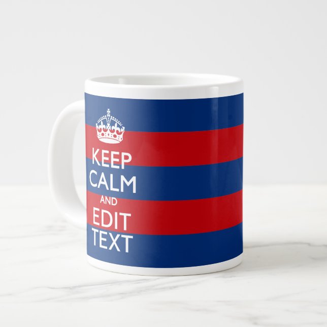 Tasse Géante Stylé KEEP CALM et votre texte sur les bandes (Devant gauche)