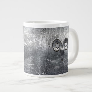 Tasse Géante Symbole Zodiaque d'Aries en style dénudé d'argen