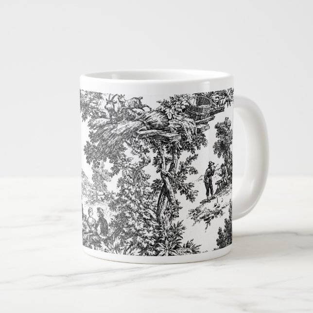Tasse Géante Toile noir et blanc classique (Devant droit)