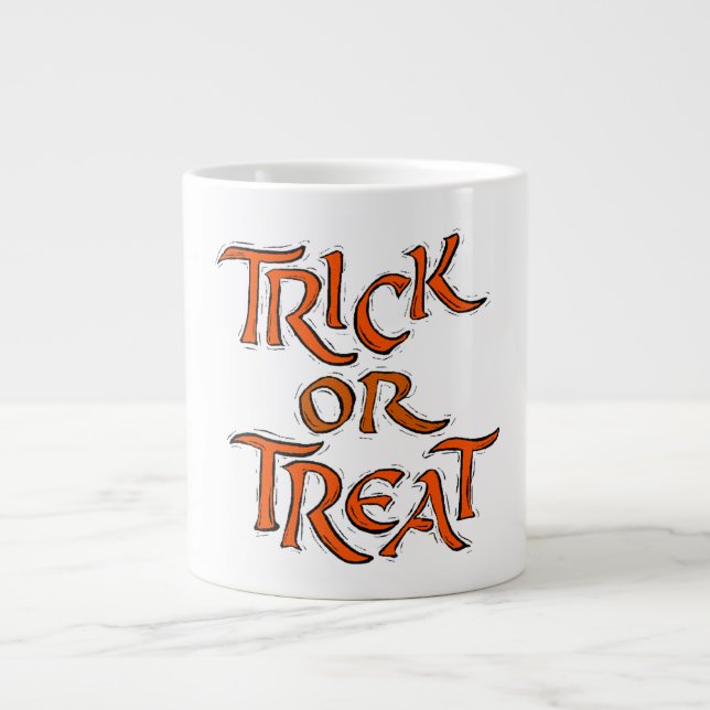 Tasse Géante Trick Halloween ou Traiter les mots (Devant)