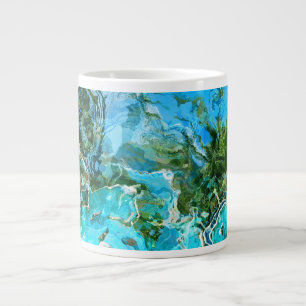 Tasse Géante Tropical Turquoise Océan Bleu & algues Vert