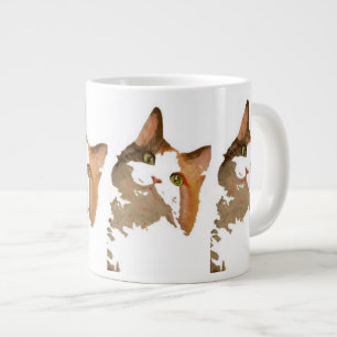 Tasse Géante Un chat Calico Vert Portrait Artistique