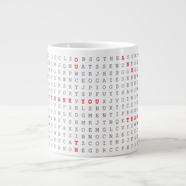 Tasse Géante Un Mot De Recherche Puzzle Gentil Cadeau Dire Merc (Devant)